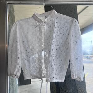 Vintage handmade lace half sleeve bolero size small
